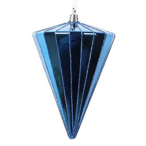  Vickerman 6" Shiny Midnight Blue Cone Christmas Ornament 3 per bag 