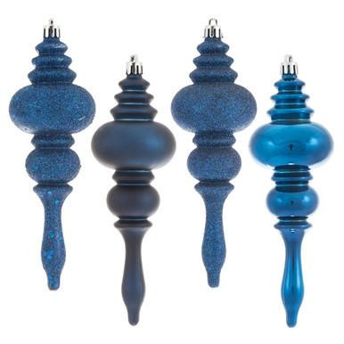  Vickerman 7" Midnight Blue 4-Finish Finial Christmas Ornament 8 per Box 