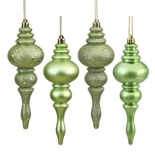  Vickerman 7" Celadon 4-Finish Finial Christmas Ornament 8 per Box 