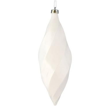 Vickerman 8" White Shiny Swirl Finial Christmas Ornament Pack of 6