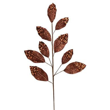 Vickerman 29" Mocha Glitter Leaf Artificial Christmas Spray
