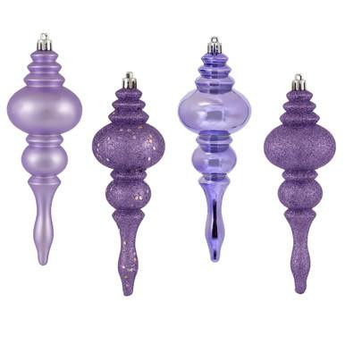  Vickerman 7" Lavender 4-Finish Finial Christmas Ornament 8 per Box 