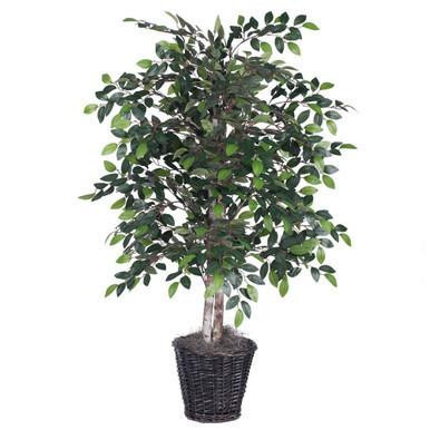Vickerman 4' Artificial Mini Ficus Bush Rattan Basket