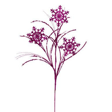Vickerman 31" Fuchsia Snowflake Glitter Spray 6 per bag