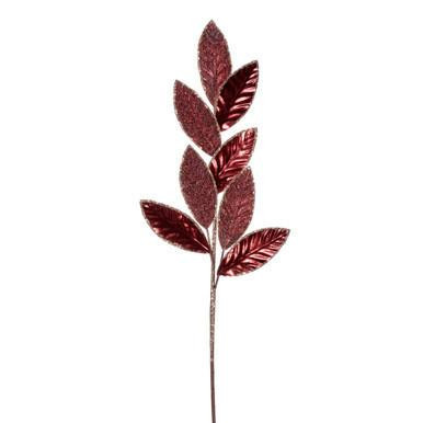 Vickerman 27.5" Burgundy Metallic Leaf Glitter Spray 3 per bag