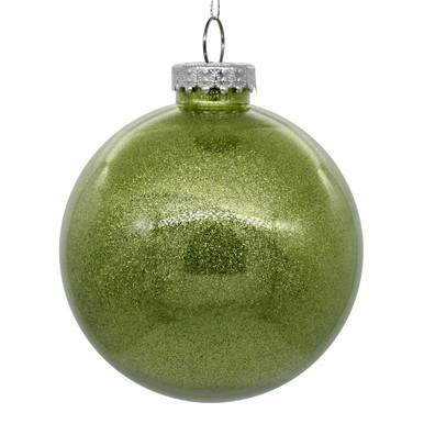  Vickerman 4.75" Clear Ball Christmas Ornament with Celadon Glitter Interior 4 Pieces per bag 