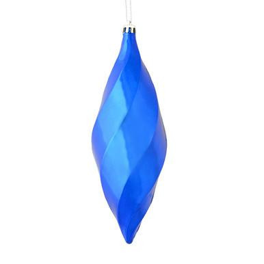 Vickerman 8" Blue Shiny Swirl Finial Christmas Ornament Pack of 6