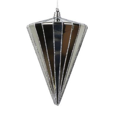 Vickerman 6" Shiny Pewter Cone Christmas Ornament 3 per bag