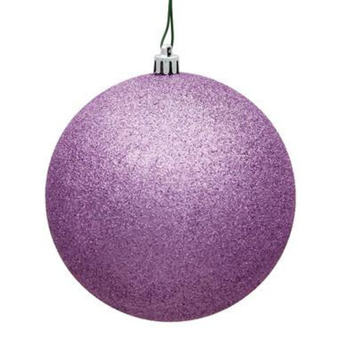  Vickerman 4" Orchid Glitter Ball Christmas Ornament with Drilled and Wired Cap 6 per Bag 