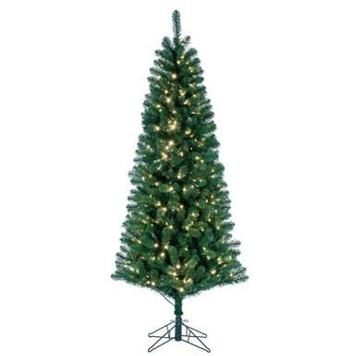  Vickerman A103066LED – 6.5' Salem Pencil Pine Artificial Christmas Tree – 300 Warm White LED 