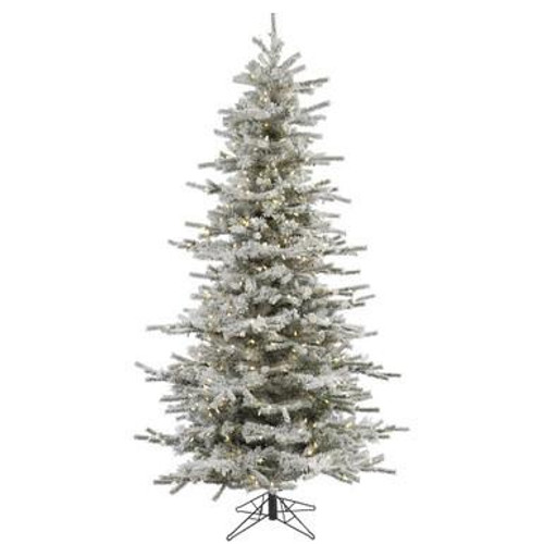  Vickerman A862076LED 7.5ft Flocked Slim Sierra Christmas Tree with Warm LED Lights 