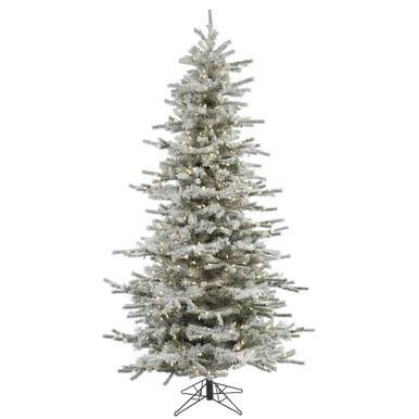 Vickerman A862076LED 7.5ft Flocked Slim Sierra Christmas Tree with Warm LED Lights