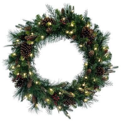 Vickerman G118737LED - 3 ft Cibola Mix Berry Wreath - Warm LED Lights