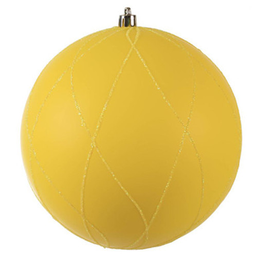  Vickerman N170778D 6" Yellow Matt Glitter Swirl Ball 3/Bx