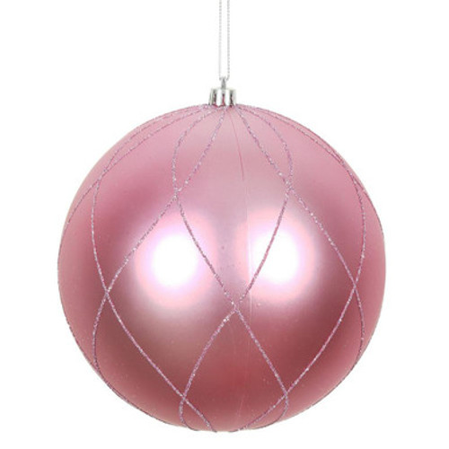  Vickerman N170779D 6" Pink Matt Glitter Swirl Ball 3/Bx