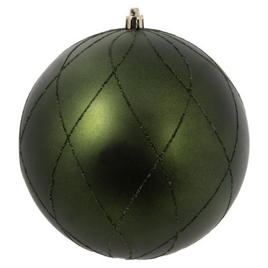 Vickerman N170764D 6" Moss Green Matt Glitter Swirl Ball 3/