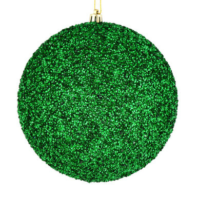 Vickerman N185904D 8" Green Beaded Ball Drilled 2/Bag