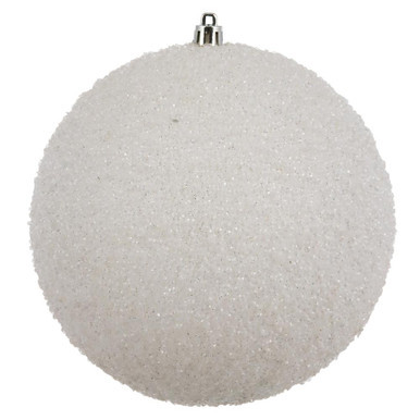  Vickerman N185811D 6" White Beaded Ball Drilled 4/Bag