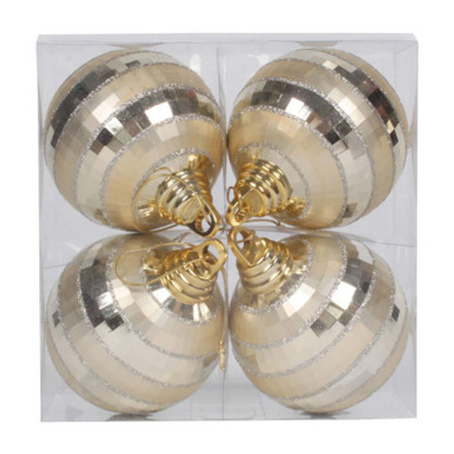  Vickerman M151438 4" Champgne Shiny-Matte Mirror Ball 4/Bx
