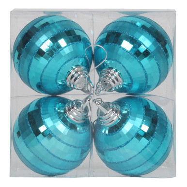 Vickerman M151412 4" Turquoise ShinyMatt Mirror Ball 4/Box
