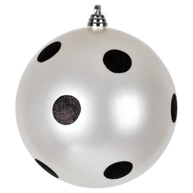 Vickerman MC202011 8" White Candy Ball Black Dots 1/Bag
