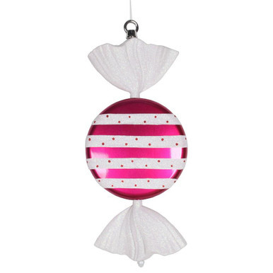 Vickerman M152805 13" Cerise-White Stripe Candy Glitter