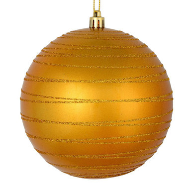 Vickerman N187630D 4" Antique Gold Candy Glitter Ball 4/Bag