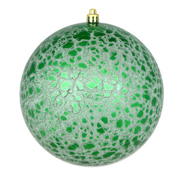  Vickerman N195404D 4" Green Crackle Ball Ornament 6/Bag