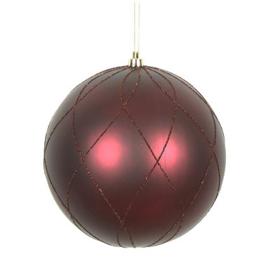 Vickerman N170619D 4" Wine Matt Glitter Swirl Ball 4/Bx