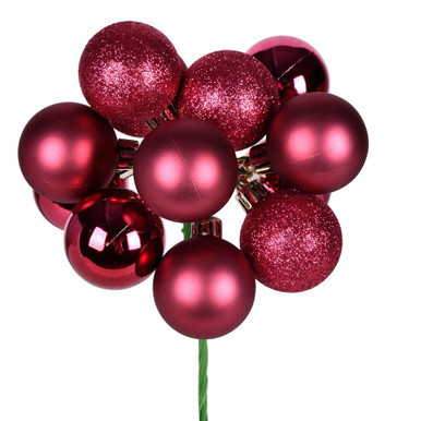 Vickerman N192521 12" Berry Red Ball Ornament Pick 4/Bg