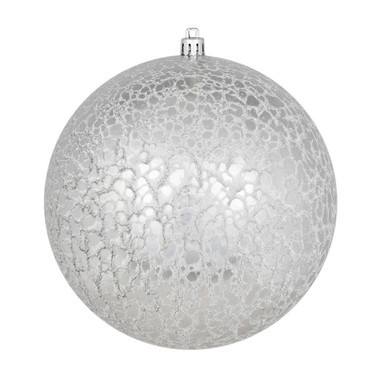 Vickerman N195407D 4" Silver Crackle Ball Ornament 6/Bag