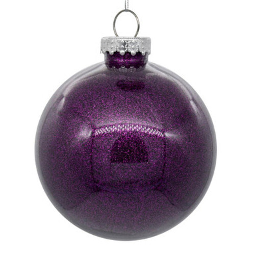  Vickerman N210826 3" Plum Glitter Clear Ball 12/bag