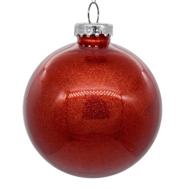 Vickerman N211503 6" Red Glitter Clear Ball 4/bag