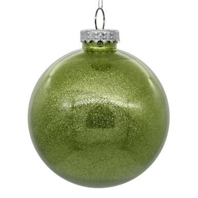 Vickerman N211554 6" Celadon Glitter Clear Ball 4/bag