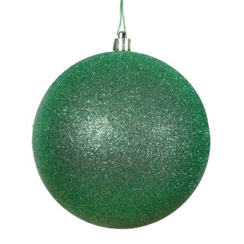  Vickerman N590704DG 2.75" Green Glitter Ball Drilled 12/Bag