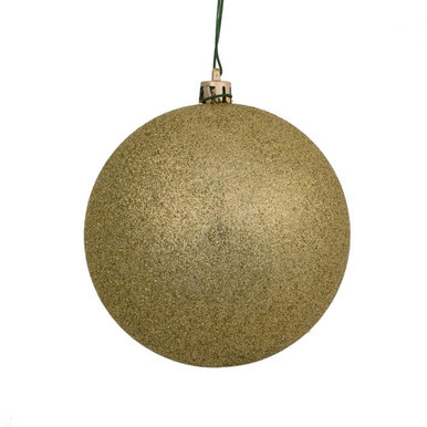 Vickerman N591038DG 4" Champagne Glitter Ball Drilled 6/Bag