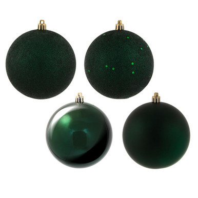 Vickerman N591074A 4" Midnt Green Ball 4 Finish Asst 12/Bx
