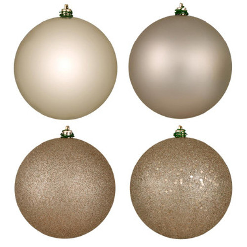  Vickerman N591543DA 6" Oat 4-Finish Ball Orn Asst 4/Bg