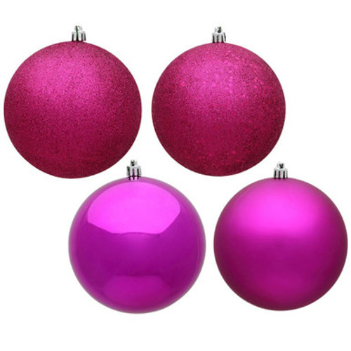  Vickerman N591570DA 6" Fuchsia Ball 4 Finish Asst 4/Bag