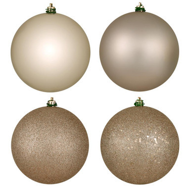 Vickerman N592543DA 10" Oat 4-Finish Ball Orn Asst 4/Bg