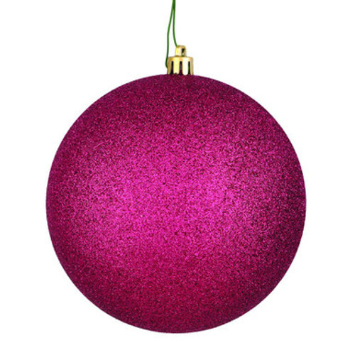  Vickerman N593021DG 12" Berry Red Glitter Ball Drilled