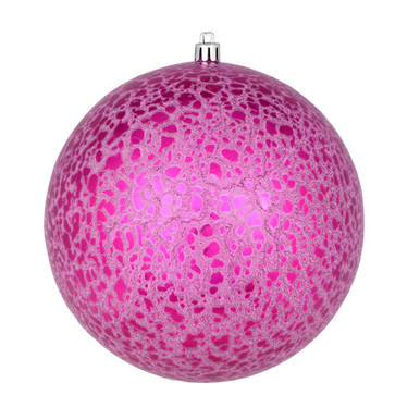 Vickerman N195670D 6" Fuchsia Crackle Ball Ornament 4/Bag