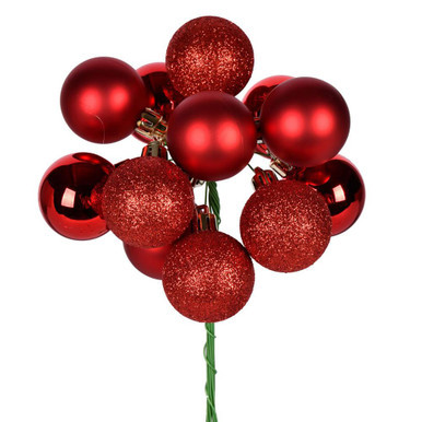 Vickerman N192503 12" Red Ball Ornament Pick 4/Bg