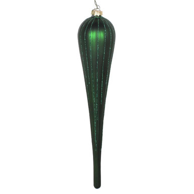 Vickerman MT195024D 11" Emerald Glitter Drop Ornament 3/Bag
