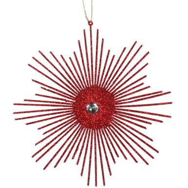 Vickerman M184503 6.5" Red Glitt Snowflake Burst 6/Bag