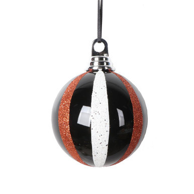  Vickerman MT229910 4" Black White Orange Round Orn 4/Bag