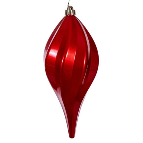  Vickerman N189603DCV 12" Red Candy Swirl Drop Drilled UV