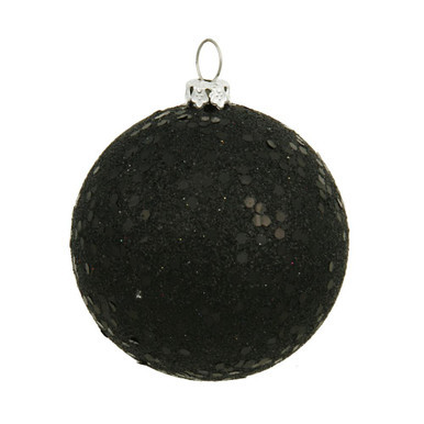 Vickerman N591017DQ 4" Black Sequin Ball Drilled 6/Bag