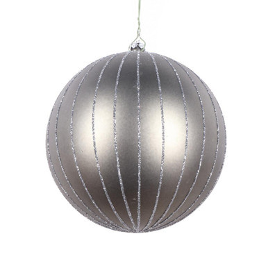 Vickerman MT211787D 5" Pewter Matte Glitter Ball Orn 4/bag