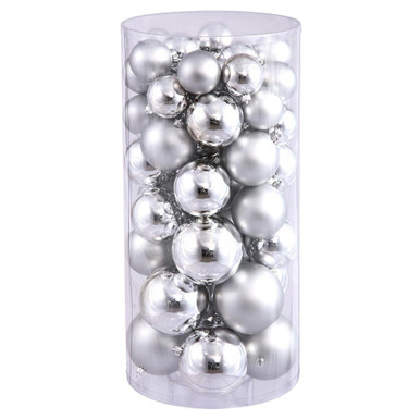 Vickerman N112407A 2.4"-3"-4" Silver Balls Shiny/Matte 50/B